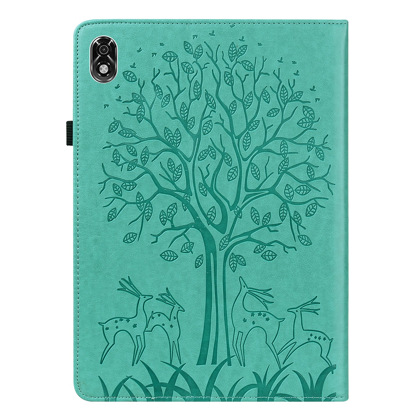 For Lenovo Legion Y700 Elastic Band Design Imprinting Tree Deer Pattern Card Slots Stand Shockproof PU Leather Tablet Cover Case