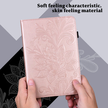 For Lenovo Legion Y700 Flower Imprinting Auto Wake/Sleep Stand Tablet Cover Leather Case with Wallet Function