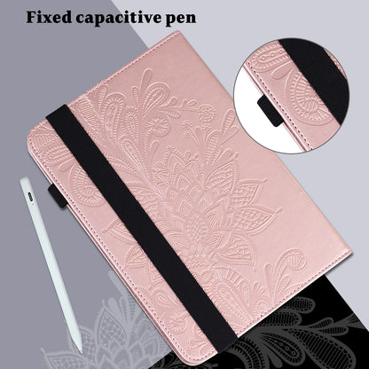 For Lenovo Legion Y700 Flower Imprinting Auto Wake/Sleep Stand Tablet Cover Leather Case with Wallet Function