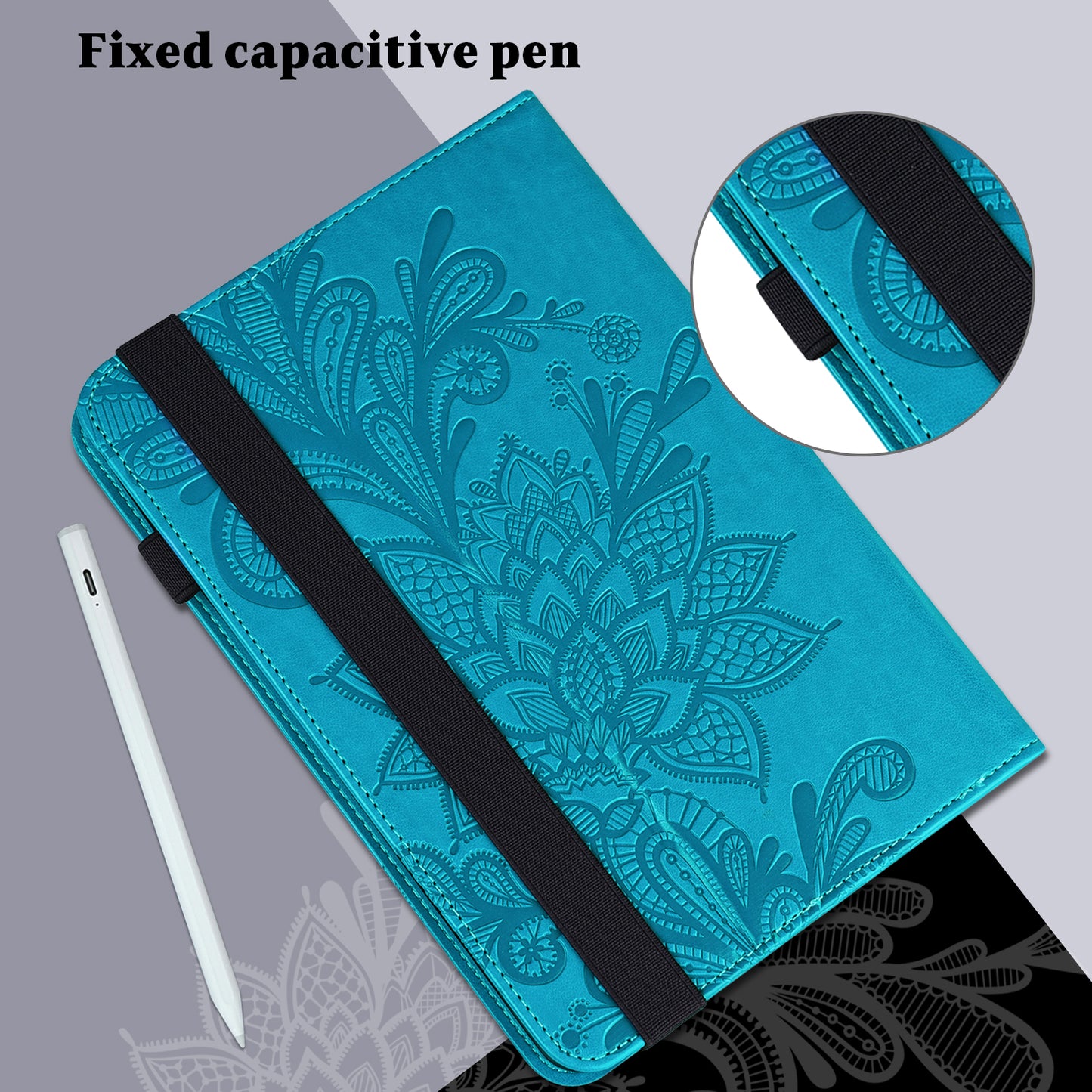 For Lenovo Legion Y700 Flower Imprinting Auto Wake/Sleep Stand Tablet Cover Leather Case with Wallet Function