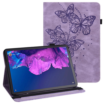 For Lenovo Tab P11 Plus Imprinting Butterflies Leather Built-in Card Slots Tablet Smart Cover Auto Wake/Sleep Stand Tablet Case