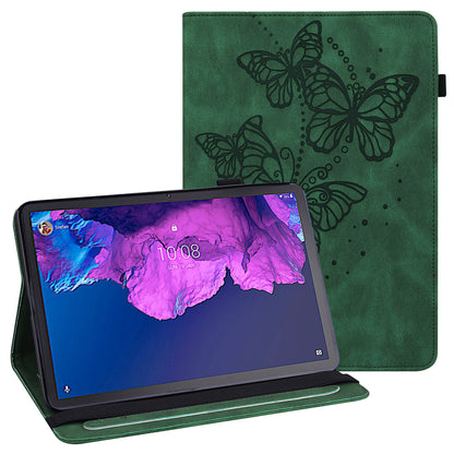 For Lenovo Tab P11 Plus Imprinting Butterflies Leather Built-in Card Slots Tablet Smart Cover Auto Wake/Sleep Stand Tablet Case