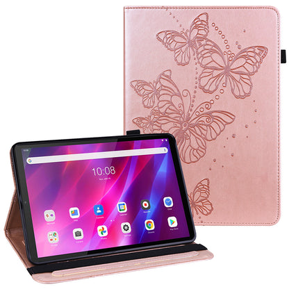 For Lenovo Tab K10 TB-X6C6F TB-X6C6L TB-X6C6X (2021) PU Leather Smart Tablet Cover Shell Auto Wake/Sleep Stand Tablet Case Imprinting Butterflies Built-in Card Slots Tablet Case