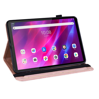 For Lenovo Tab K10 TB-X6C6F TB-X6C6L TB-X6C6X (2021) PU Leather Smart Tablet Cover Shell Auto Wake/Sleep Stand Tablet Case Imprinting Butterflies Built-in Card Slots Tablet Case