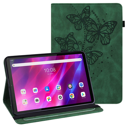 For Lenovo Tab K10 TB-X6C6F TB-X6C6L TB-X6C6X (2021) PU Leather Smart Tablet Cover Shell Auto Wake/Sleep Stand Tablet Case Imprinting Butterflies Built-in Card Slots Tablet Case