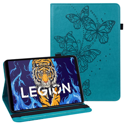 For Lenovo Legion Y700 Scratch-resistant Auto Wake/Sleep Stand Tablet Case Imprinting Butterflies Leather Built-in Card Slots Tablet Smart Cover