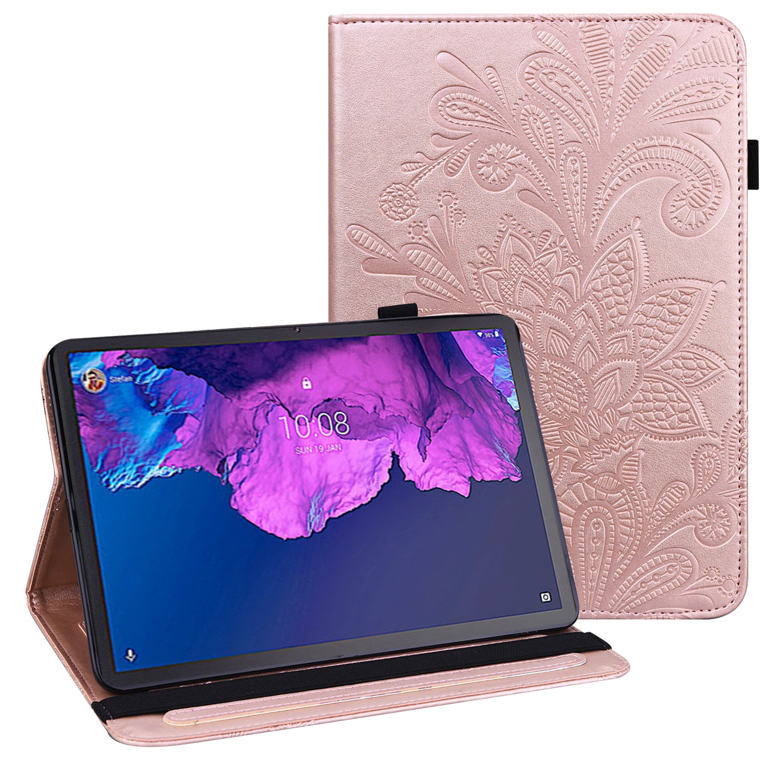 For Lenovo Tab P11 Plus Flower Imprinting Auto Wake/Sleep Fall Protection Tablet Cover Stand Wallet Leather Case