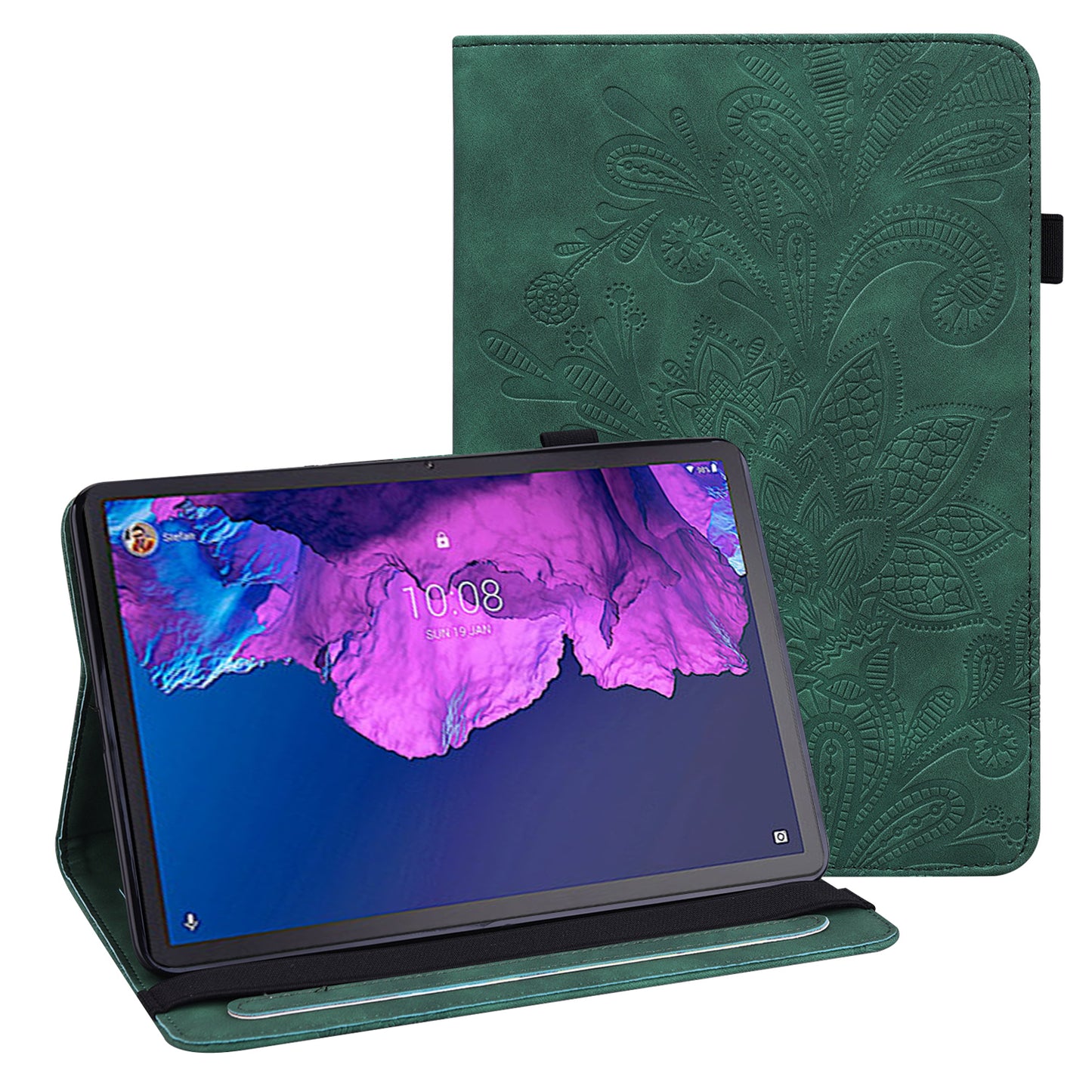 For Lenovo Tab P11 Plus Flower Imprinting Auto Wake/Sleep Fall Protection Tablet Cover Stand Wallet Leather Case