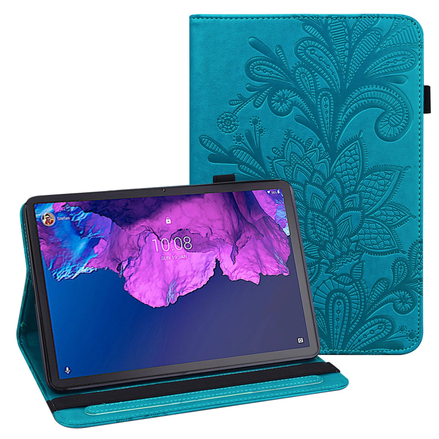 For Lenovo Tab P11 Plus Flower Imprinting Auto Wake/Sleep Fall Protection Tablet Cover Stand Wallet Leather Case