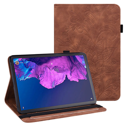 For Lenovo Tab P11 Plus Flower Imprinting Auto Wake/Sleep Fall Protection Tablet Cover Stand Wallet Leather Case