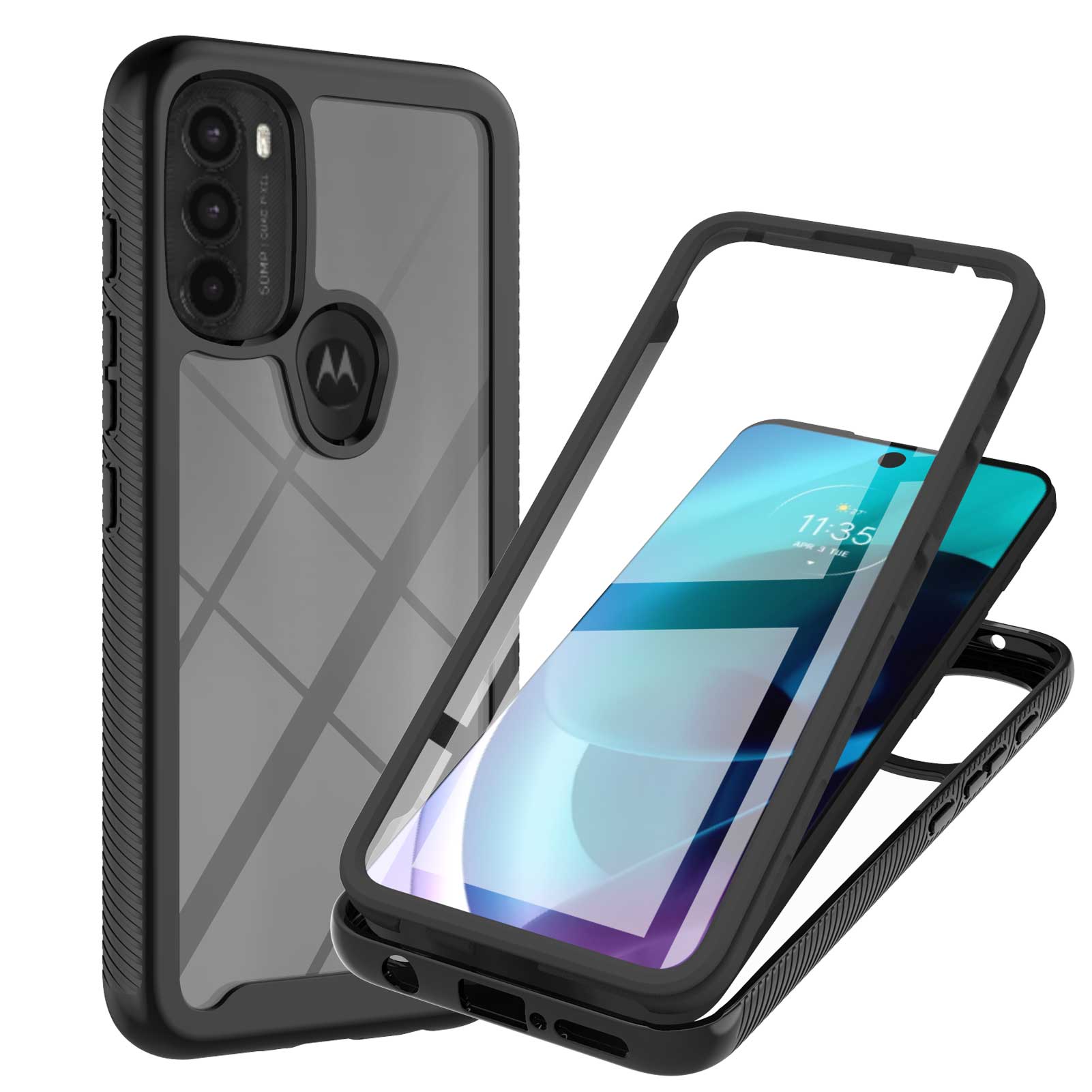 YB PC Series-6 for Motorola Moto G71 5G Full Protection Anti-fall Detachable Built-in PET Screen Protector Phone Case TPU+PC Cover