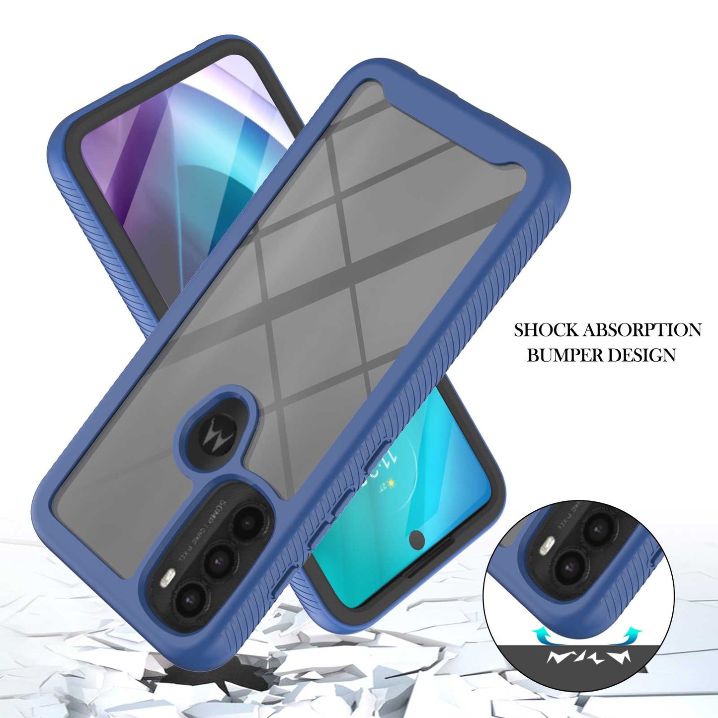 YB PC Series-6 for Motorola Moto G71 5G Full Protection Anti-fall Detachable Built-in PET Screen Protector Phone Case TPU+PC Cover