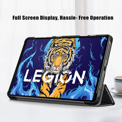 For Lenovo Legion Y700 Trifold Stand Tablet Case Microfiber Leather Auto Wake/Sleep Magnetic Closure Cover