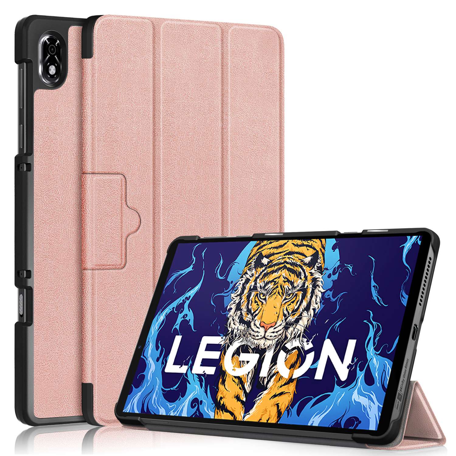 For Lenovo Legion Y700 Trifold Stand Tablet Case Microfiber Leather Auto Wake/Sleep Magnetic Closure Cover