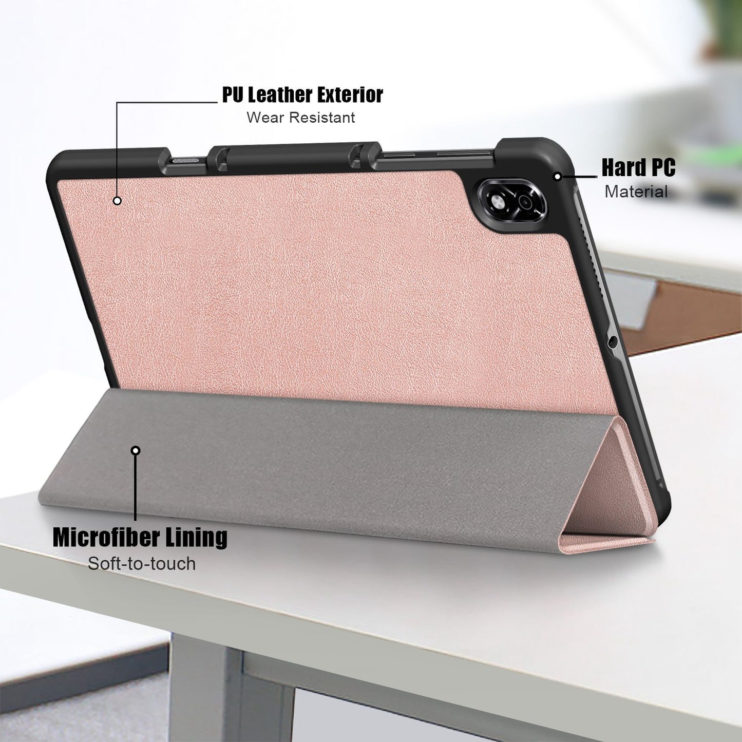 For Lenovo Legion Y700 Trifold Stand Tablet Case Microfiber Leather Auto Wake/Sleep Magnetic Closure Cover