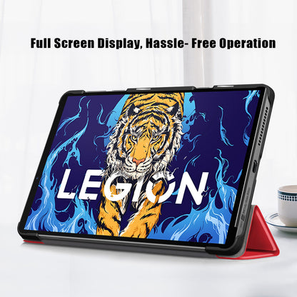 For Lenovo Legion Y700 Trifold Stand Tablet Case Microfiber Leather Auto Wake/Sleep Magnetic Closure Cover