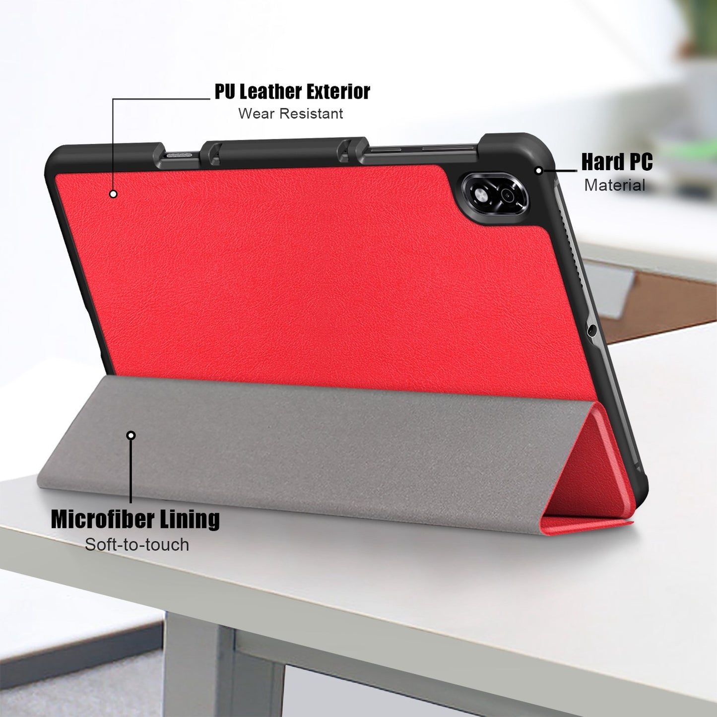 For Lenovo Legion Y700 Trifold Stand Tablet Case Microfiber Leather Auto Wake/Sleep Magnetic Closure Cover