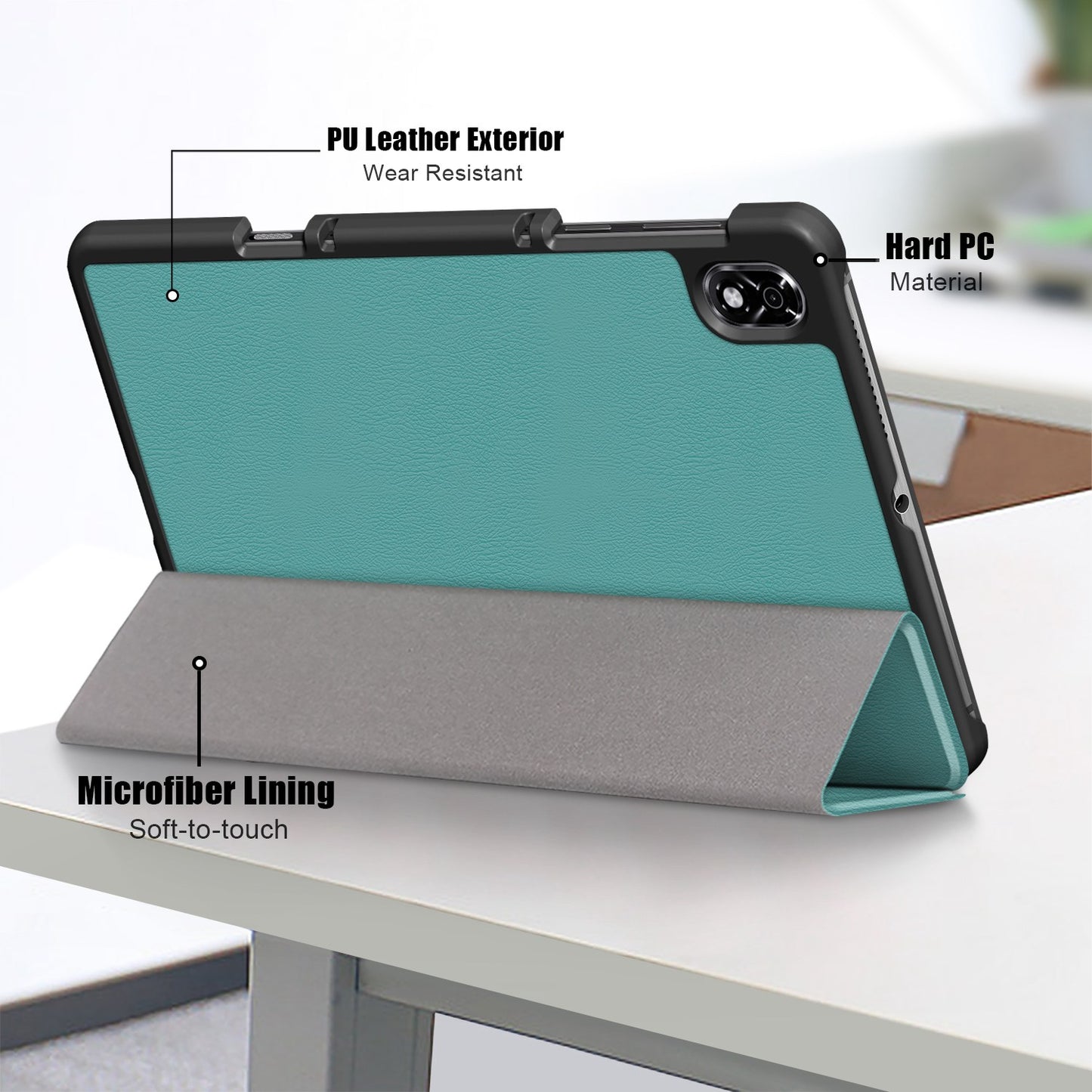 For Lenovo Legion Y700 Trifold Stand Tablet Case Microfiber Leather Auto Wake/Sleep Magnetic Closure Cover