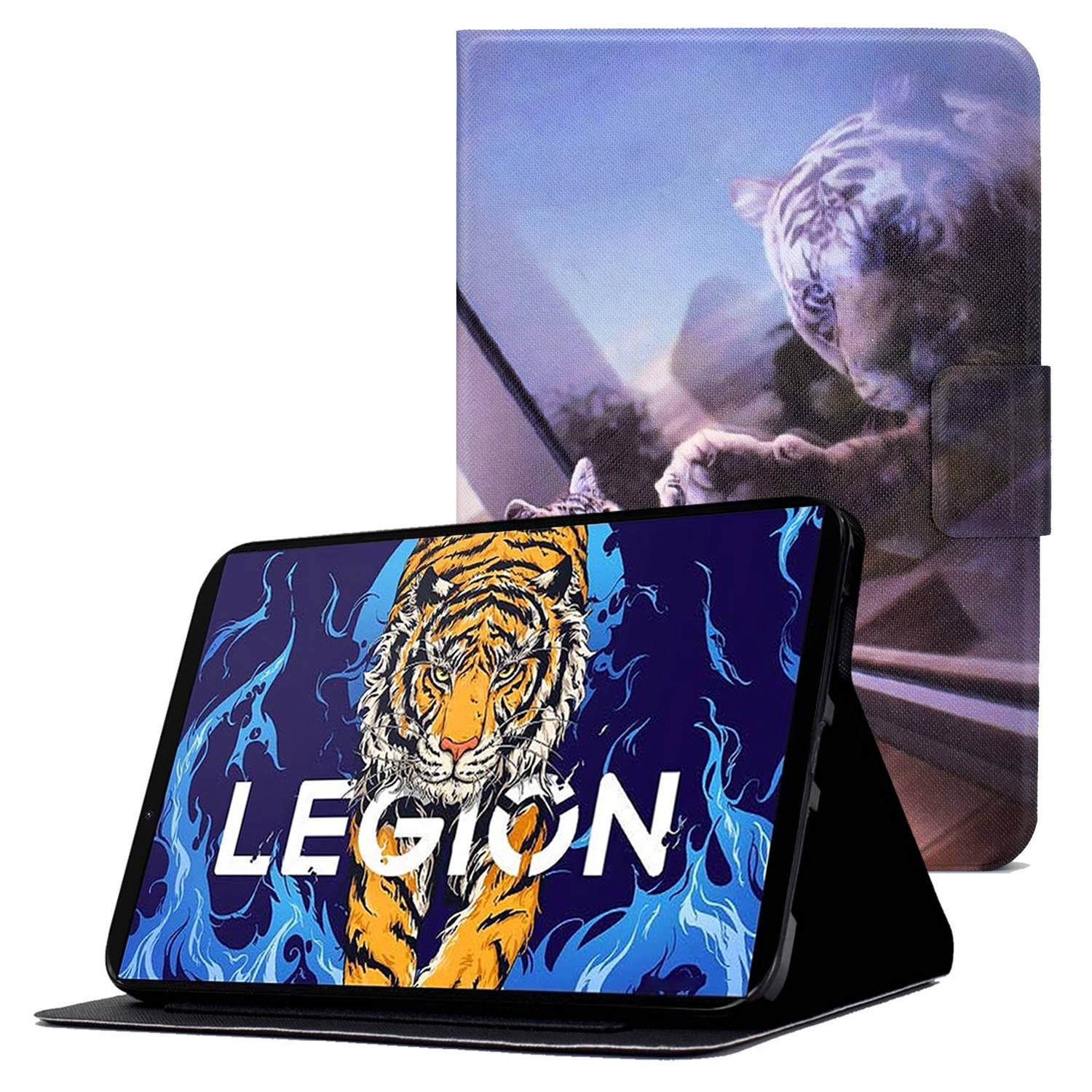 For Lenovo Legion Y700 Pattern Printing Leather Shock Proof Tablet Case Protective Cover