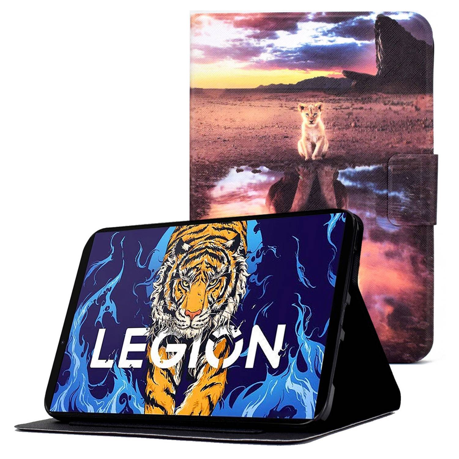 For Lenovo Legion Y700 Pattern Printing Leather Shock Proof Tablet Case Protective Cover