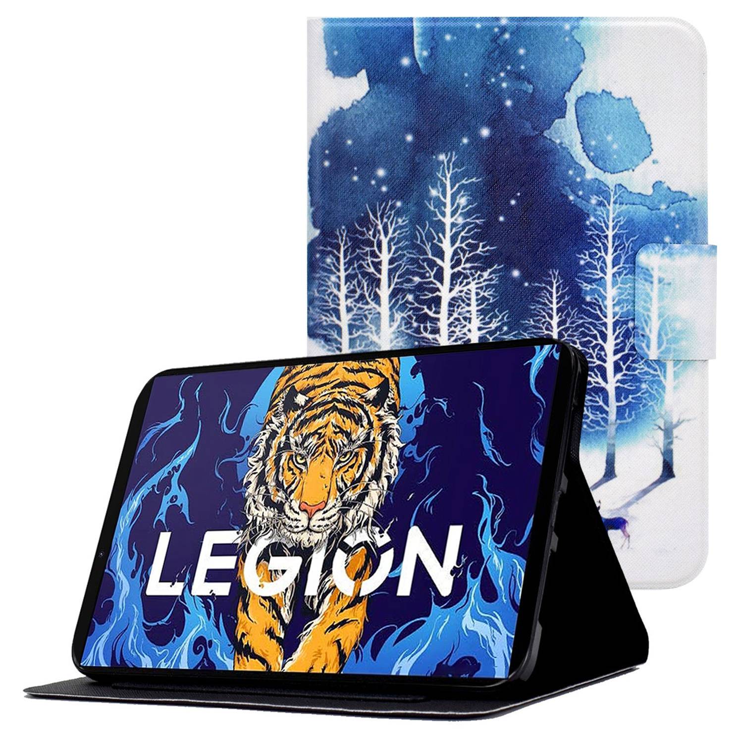 For Lenovo Legion Y700 Pattern Printing Leather Shock Proof Tablet Case Protective Cover