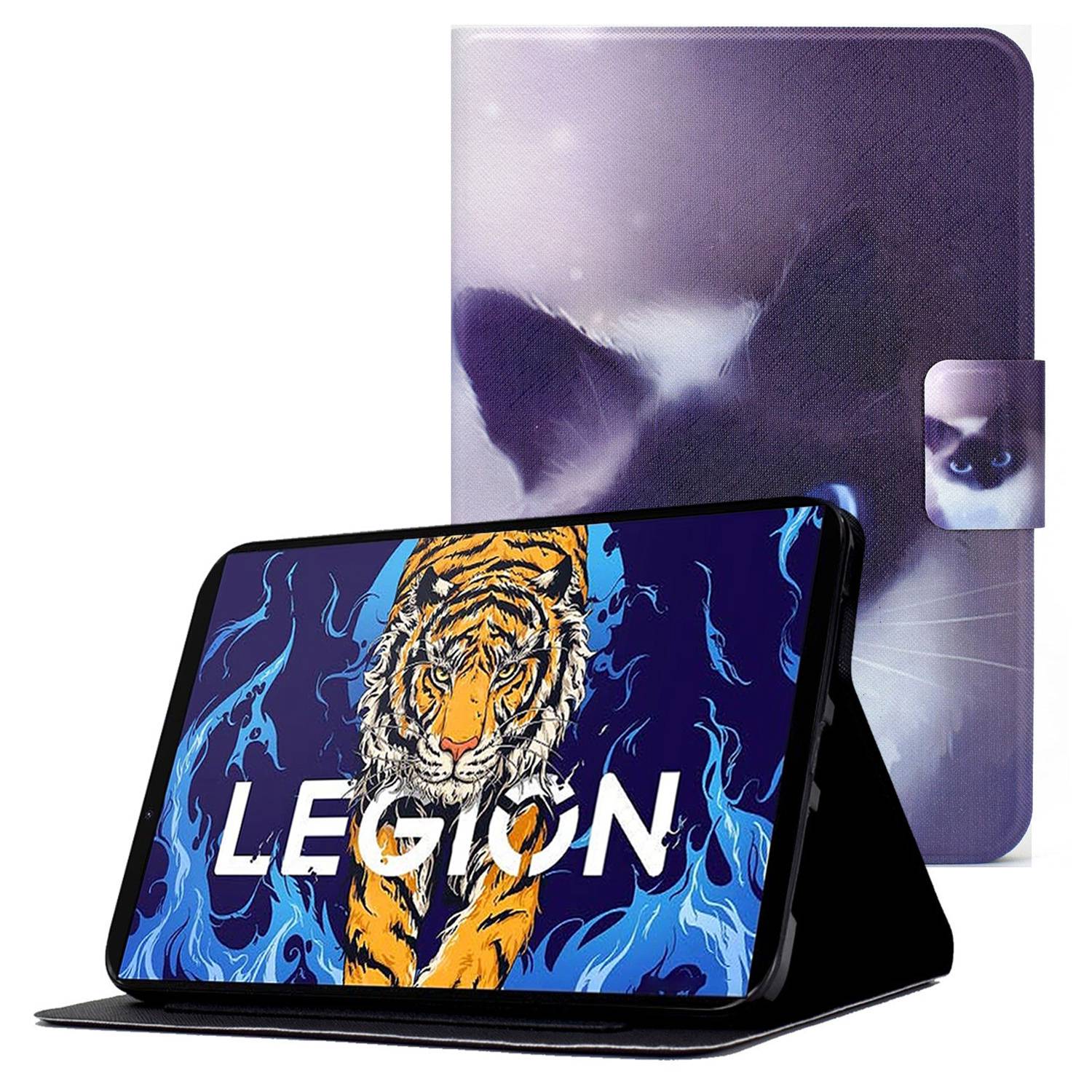 For Lenovo Legion Y700 Pattern Printing Leather Shock Proof Tablet Case Protective Cover