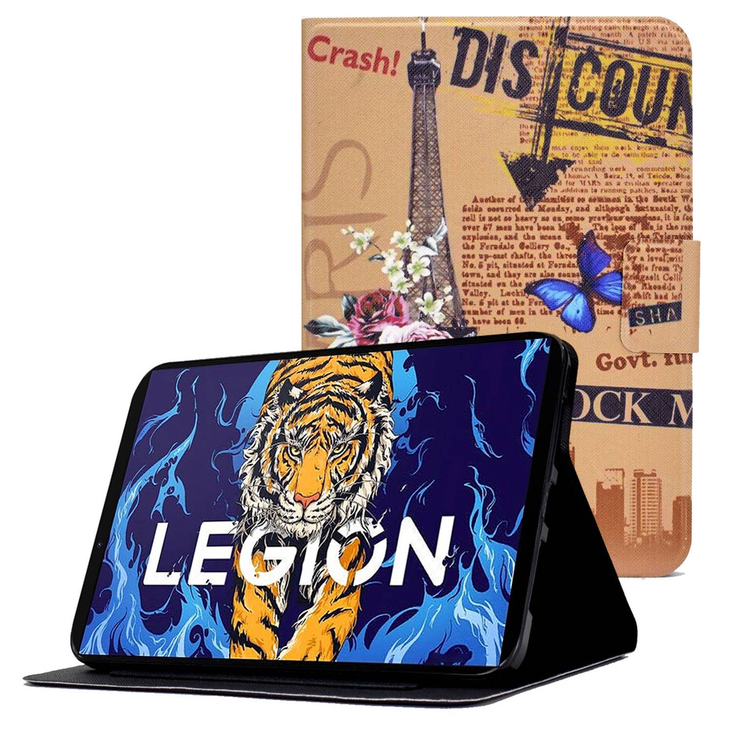 For Lenovo Legion Y700 Pattern Printing Leather Shock Proof Tablet Case Protective Cover