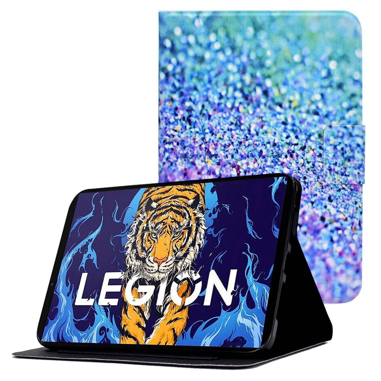 For Lenovo Legion Y700 Pattern Printing Leather Shock Proof Tablet Case Protective Cover