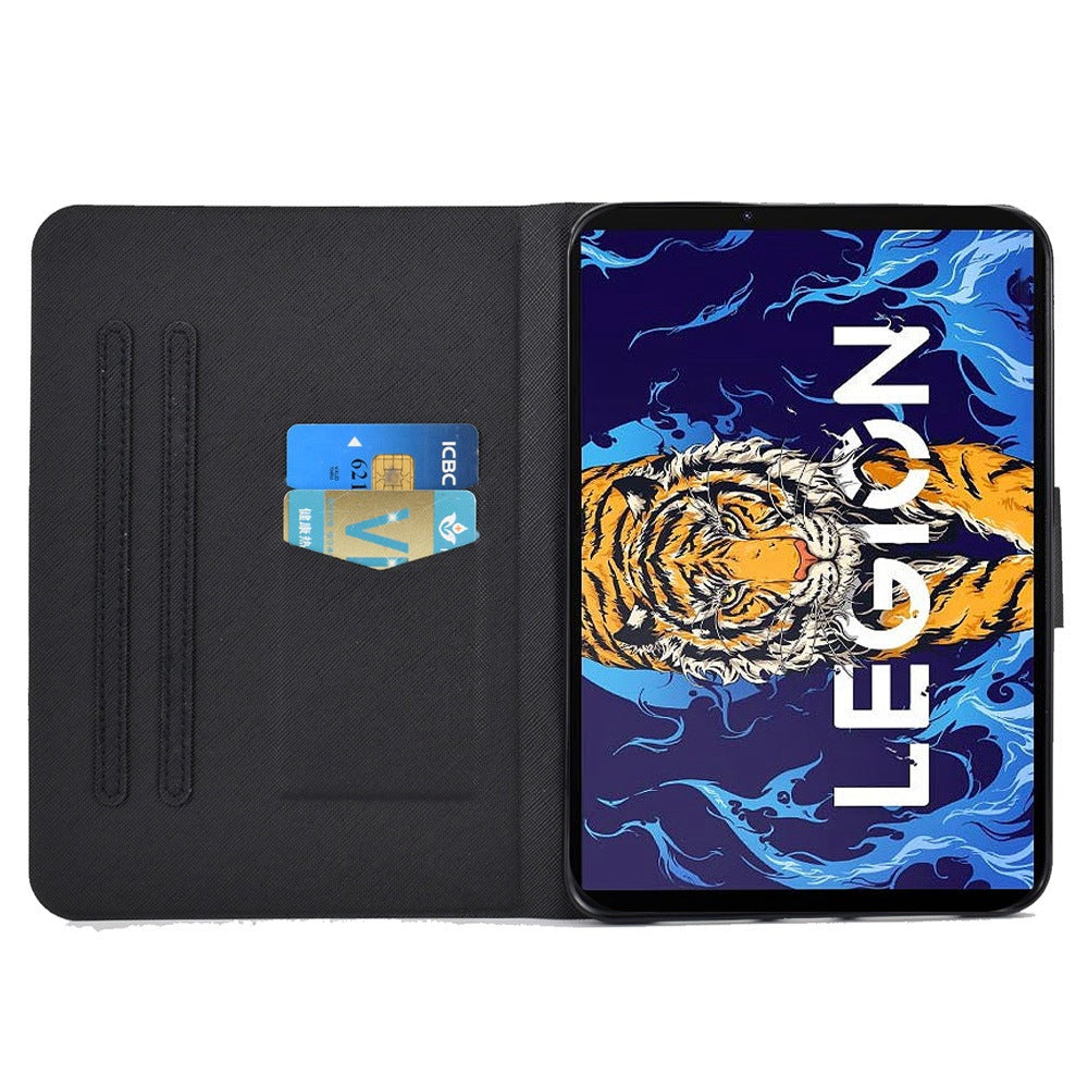 For Lenovo Legion Y700 Pattern Printing Leather Shock Proof Tablet Case Protective Cover