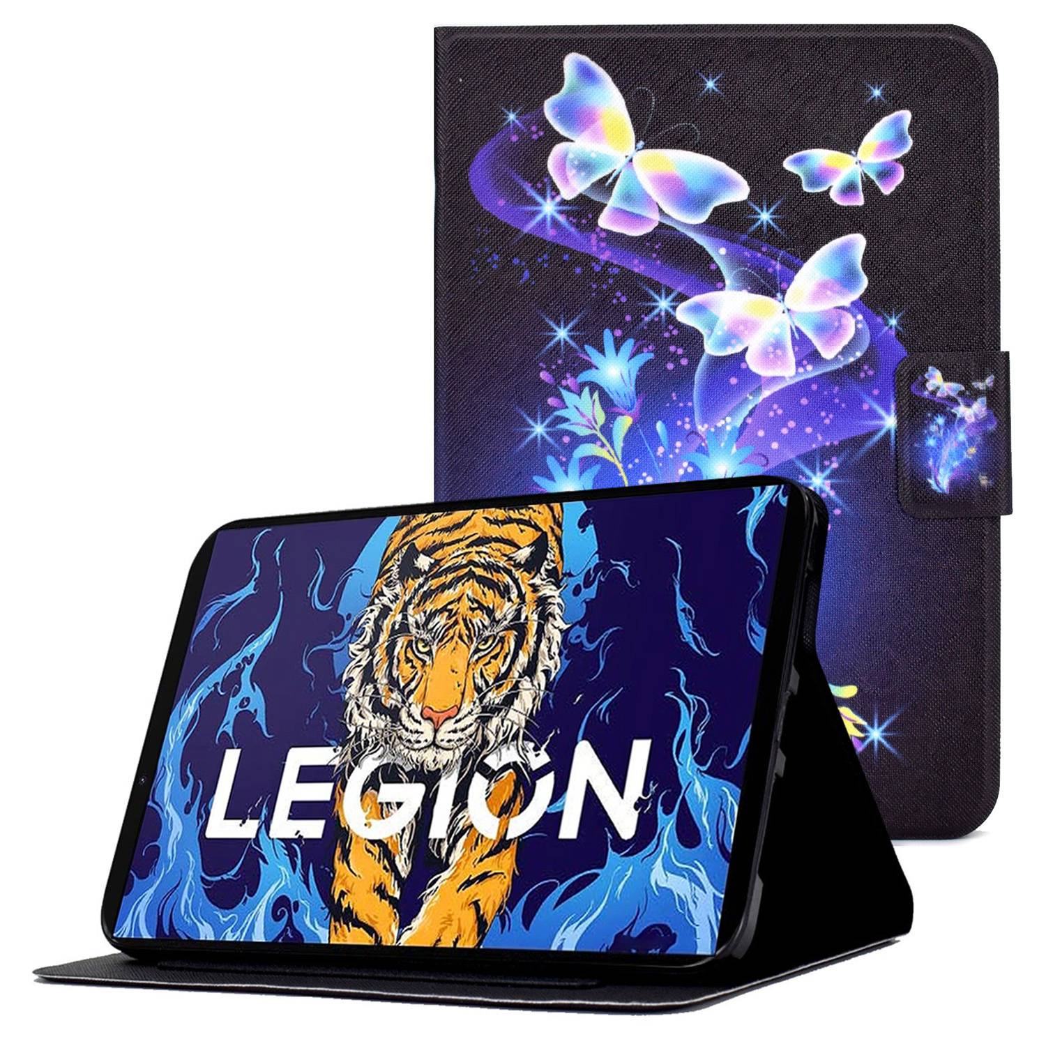 For Lenovo Legion Y700 Pattern Printing Leather Shock Proof Tablet Case Protective Cover