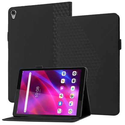 For Lenovo Tab M8 (3rd Gen)/Motorola Tab G20 Rhombus Imprinting Design Elastic Band Anti-scratch Leather Folding Stand Case with Card Slots