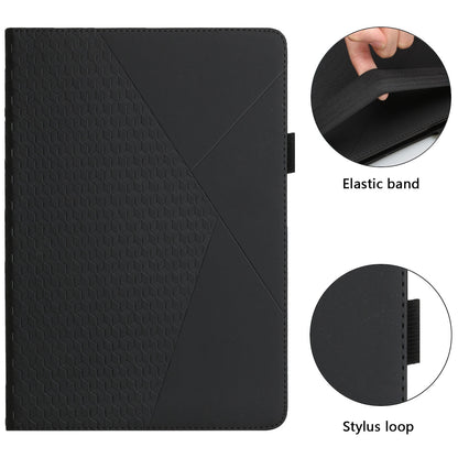 For Lenovo Tab M8 (3rd Gen)/Motorola Tab G20 Rhombus Imprinting Design Elastic Band Anti-scratch Leather Folding Stand Case with Card Slots