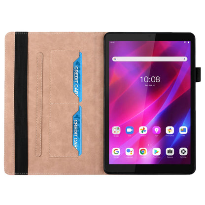 For Lenovo Tab M8 (3rd Gen)/Motorola Tab G20 Rhombus Imprinting Design Elastic Band Anti-scratch Leather Folding Stand Case with Card Slots