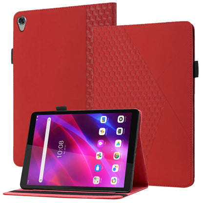 For Lenovo Tab M8 (3rd Gen)/Motorola Tab G20 Rhombus Imprinting Design Elastic Band Anti-scratch Leather Folding Stand Case with Card Slots