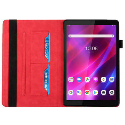 For Lenovo Tab M8 (3rd Gen)/Motorola Tab G20 Rhombus Imprinting Design Elastic Band Anti-scratch Leather Folding Stand Case with Card Slots