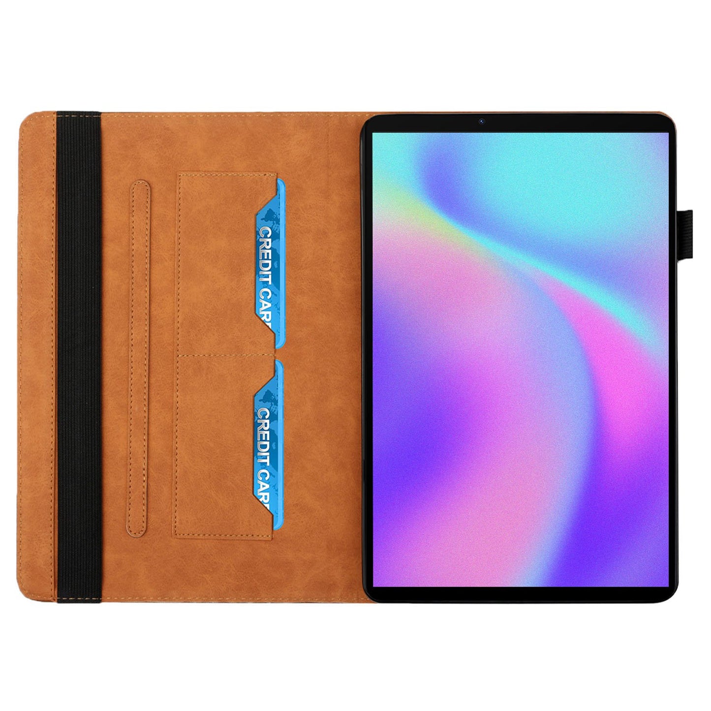 For Lenovo Legion Y700 Rhombus Imprinting Design Elastic Band Anti-scratch Leather Folding Stand Tablet Case with Card Slots