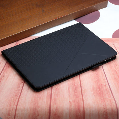 For Lenovo Legion Y700 Rhombus Imprinting Design Elastic Band Anti-scratch Leather Folding Stand Tablet Case with Card Slots