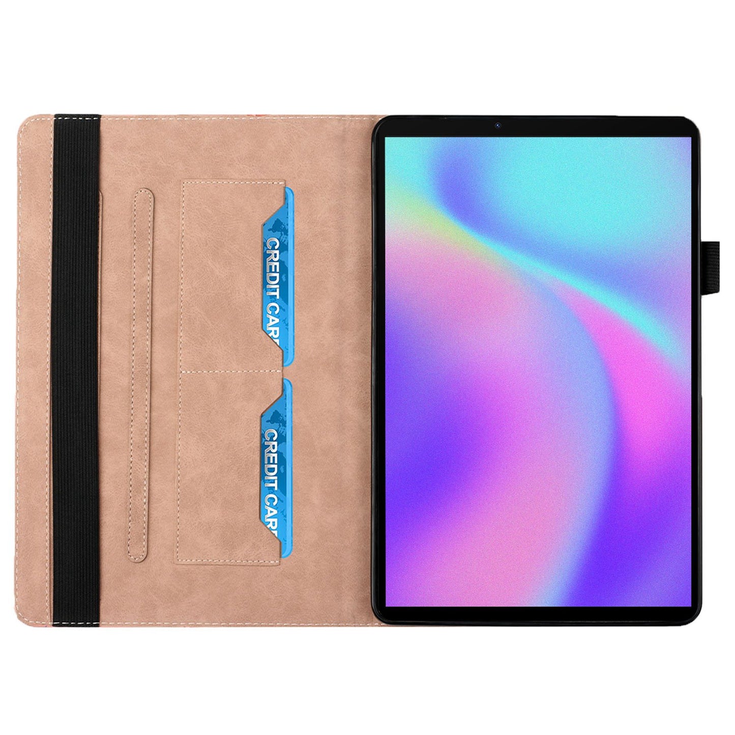 For Lenovo Legion Y700 Rhombus Imprinting Design Elastic Band Anti-scratch Leather Folding Stand Tablet Case with Card Slots