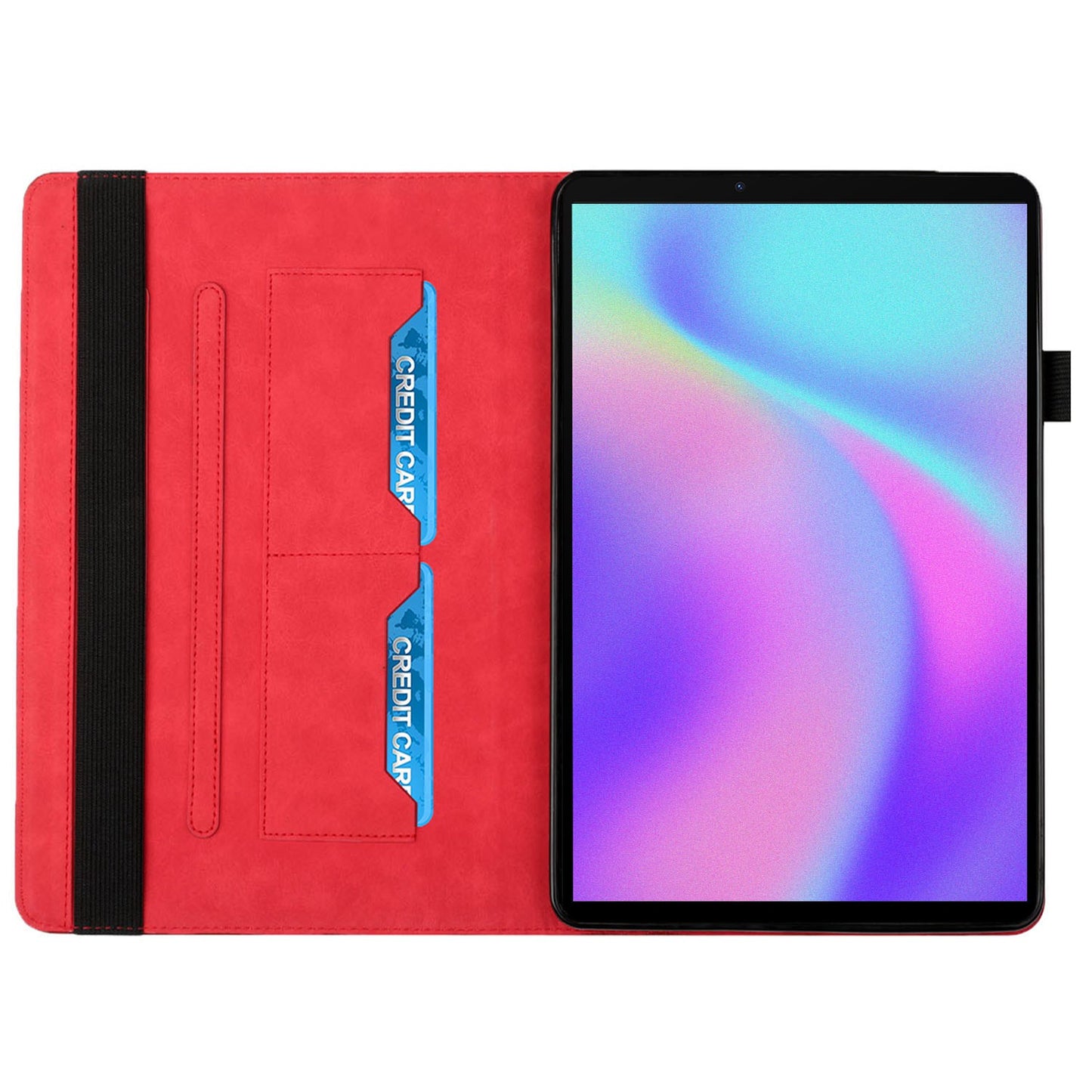 For Lenovo Legion Y700 Rhombus Imprinting Design Elastic Band Anti-scratch Leather Folding Stand Tablet Case with Card Slots