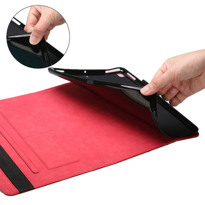 For Lenovo Legion Y700 Rhombus Imprinting Design Elastic Band Anti-scratch Leather Folding Stand Tablet Case with Card Slots