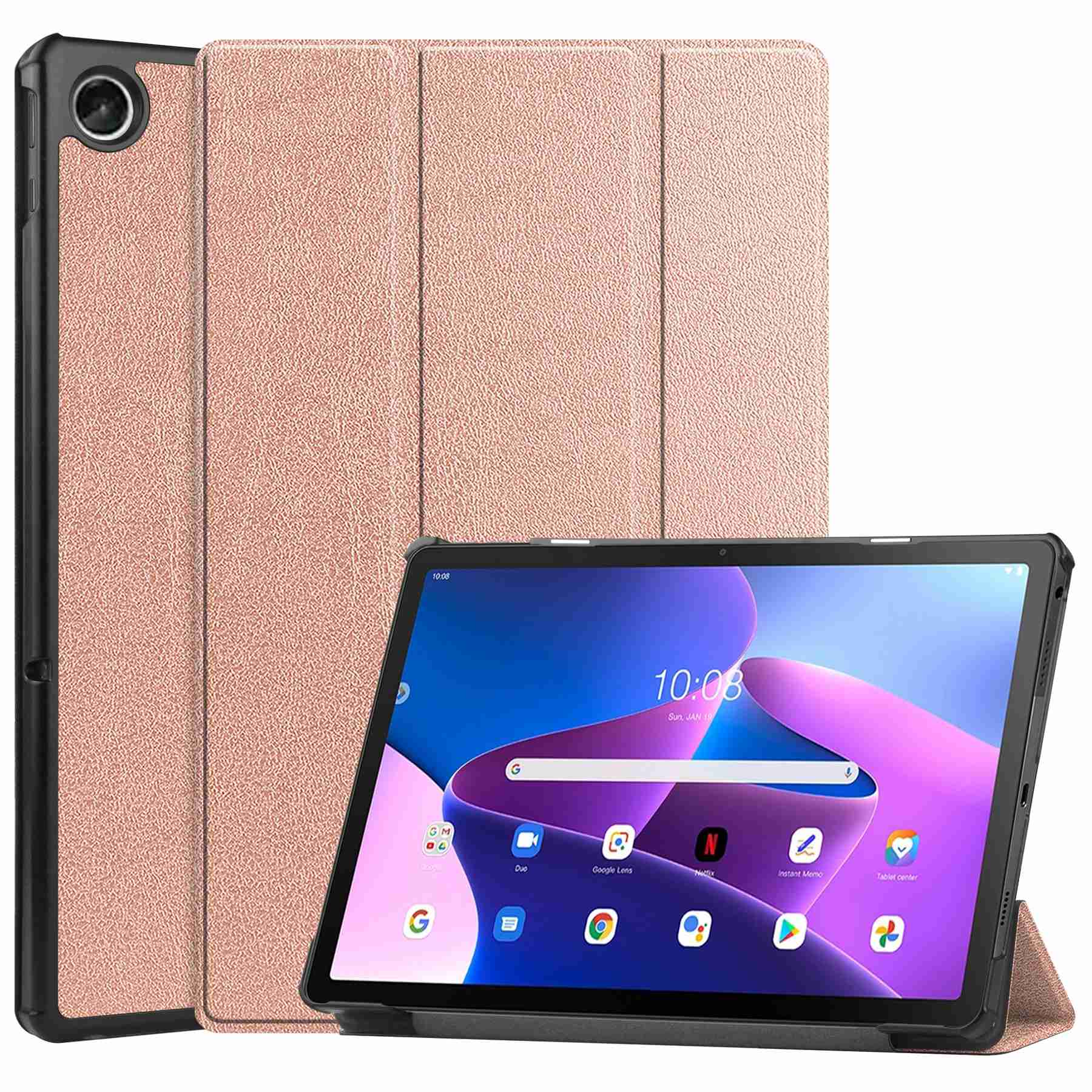 For Lenovo Tab M10 Plus (Gen 3) PU Leather Trifold Stand Case Auto Sleep/Wake Tablet Protective Cover