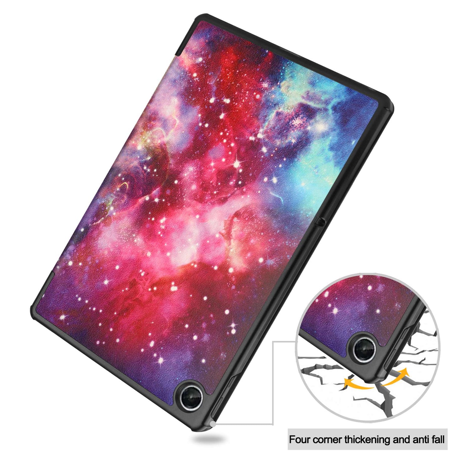 For Lenovo Tab M10 Plus (Gen 3) Pattern Printing Tri-fold Stand PU Leather Tablet Case with Auto Sleep/Wake