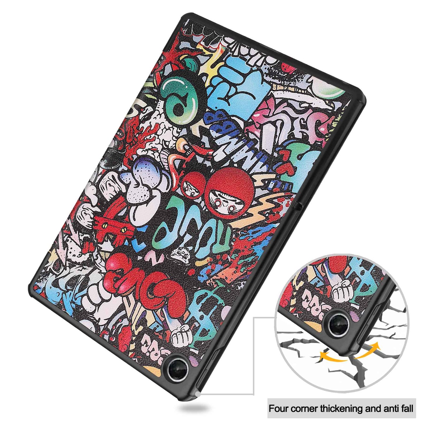 For Lenovo Tab M10 Plus (Gen 3) Pattern Printing Tri-fold Stand PU Leather Tablet Case with Auto Sleep/Wake