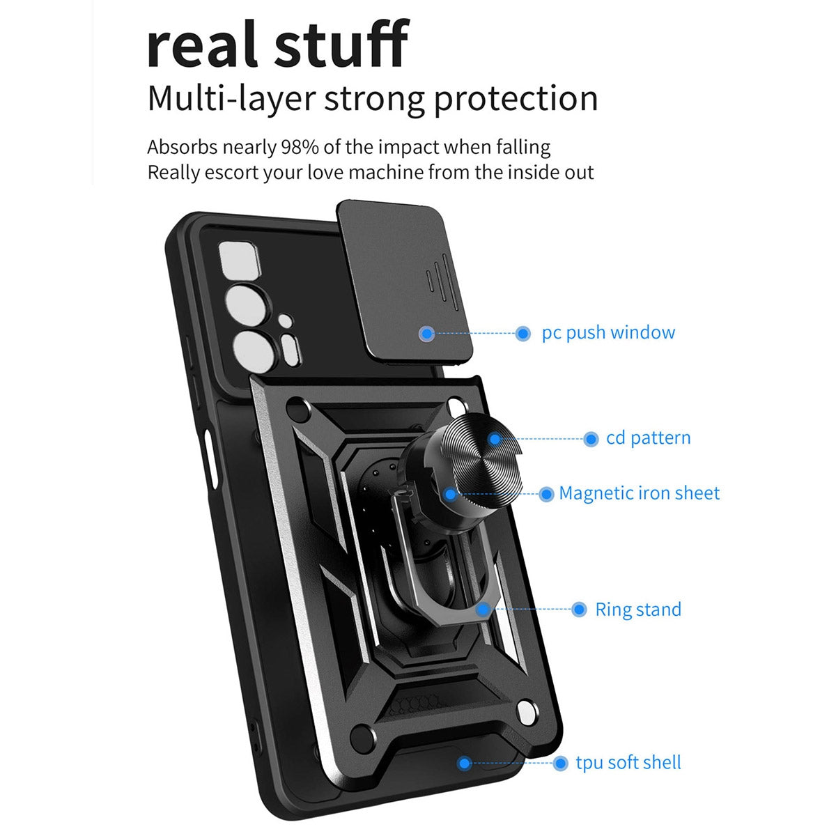 For Motorola Edge 20 Pro Hard PC + TPU Dual Layer Armor Phone Case Slide Lens Protection  Kickstand Scratch-Resistant Cover with Built-in Rotate Magnetic Metal Sheet