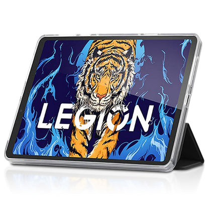 For Lenovo Legion Y700 Leather+TPU Tablet Case Tri-fold Stand Auto Wake/Sleep Clear Back Protective Cover