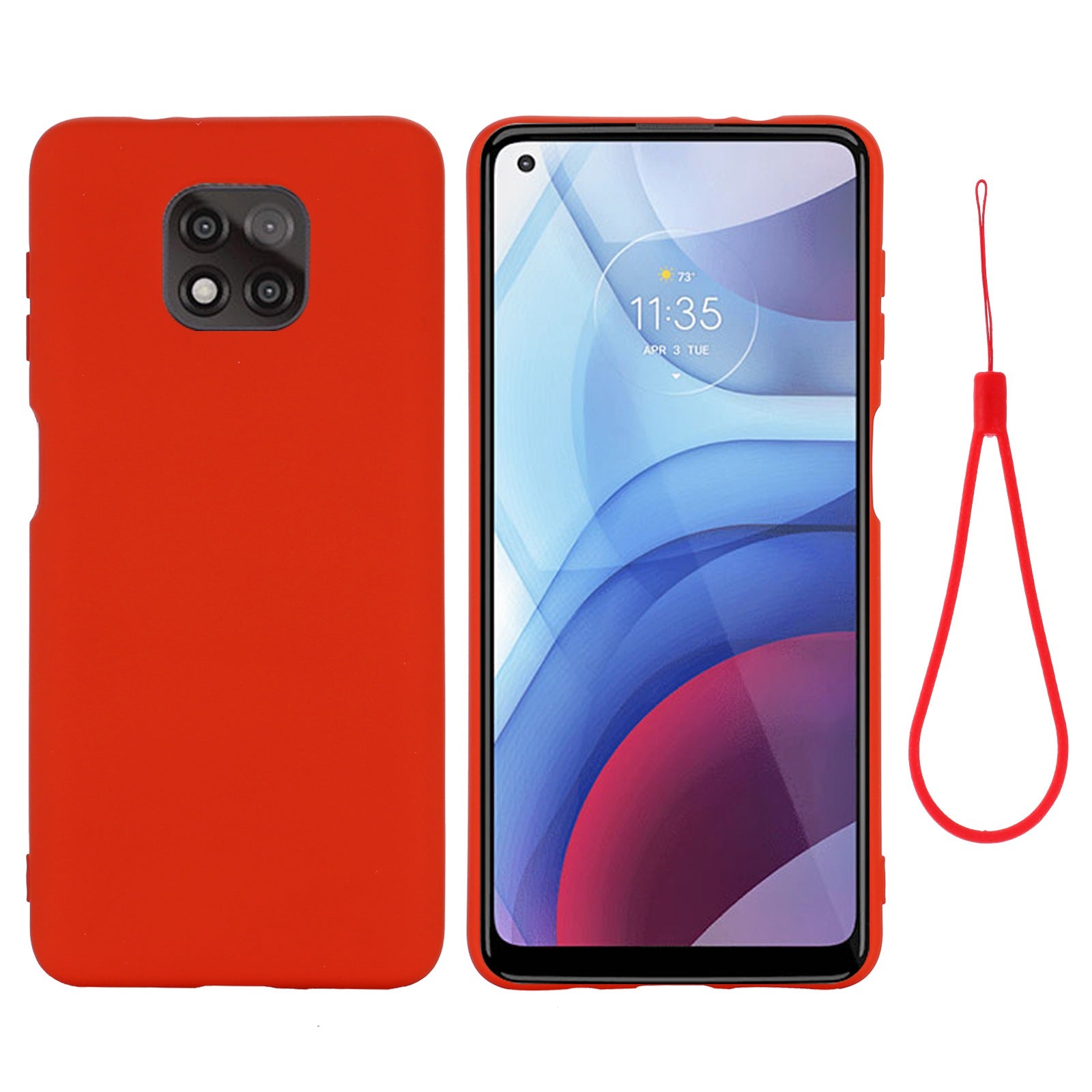 For Motorola Moto G Power (2021) Drop-proof Liquid Silicone Phone Case Protective Cover with Strap