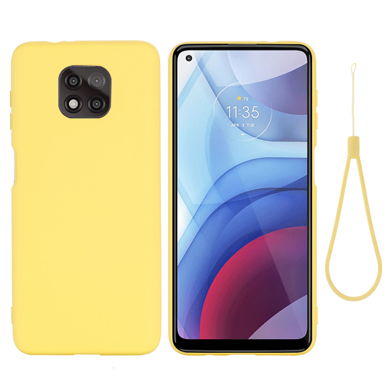 For Motorola Moto G Power (2021) Drop-proof Liquid Silicone Phone Case Protective Cover with Strap