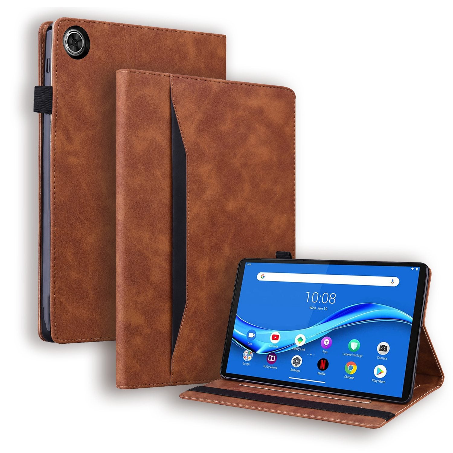 For Lenovo Tab M10 Plus (Gen 3) 10.6 inch Tablet Case PU Leather Stand Wallet Elastic Drop-proof Shell with Pencil Holder