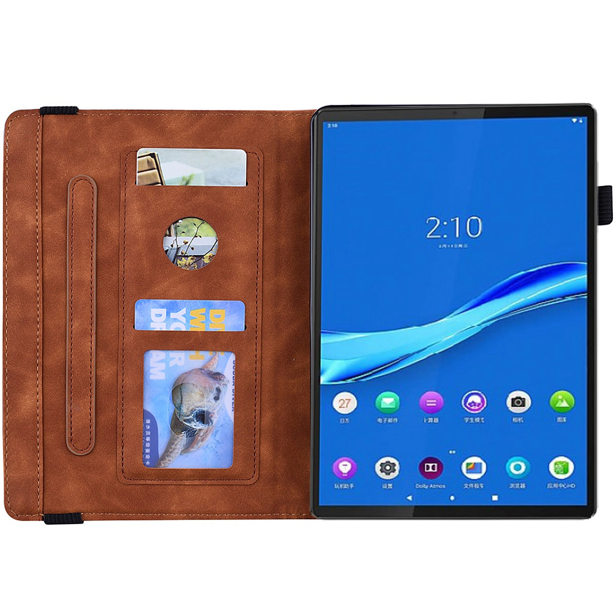 For Lenovo Tab M10 Plus (Gen 3) Imprinted Flower Pattern Tablet Case Anti-scratch Drop-proof PU Leather Card Slot Stand Shell with Pencil Loop