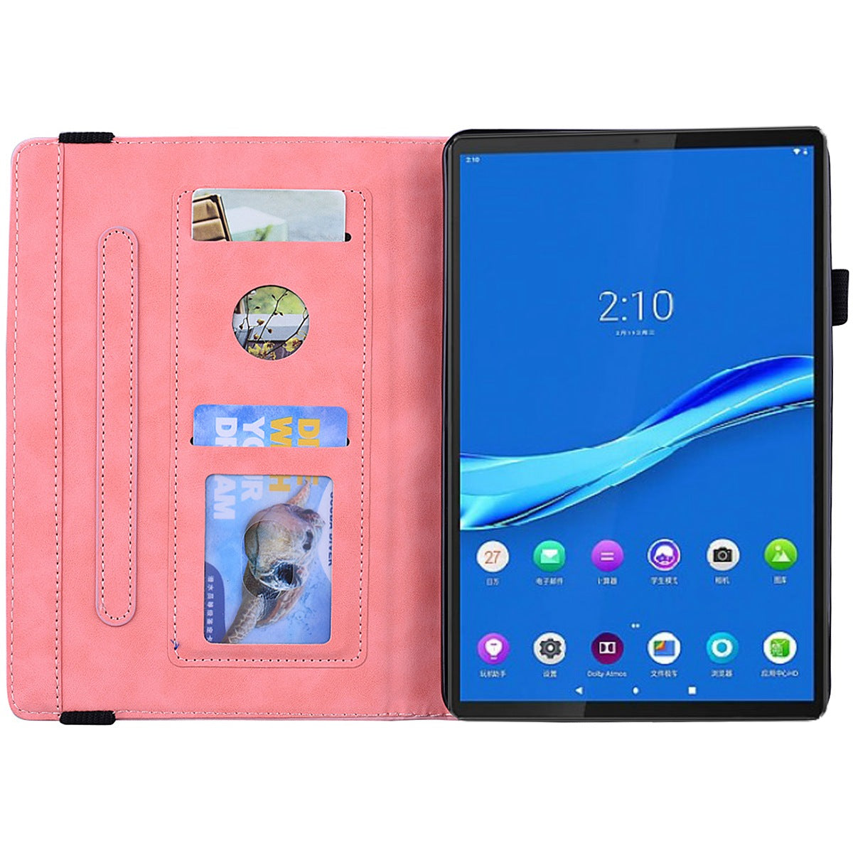 For Lenovo Tab M10 Plus (Gen 3) Imprinted Flower Pattern Tablet Case Anti-scratch Drop-proof PU Leather Card Slot Stand Shell with Pencil Loop